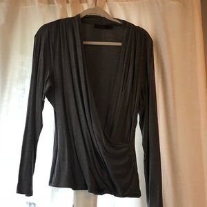 Grey cross over long sleeve top
